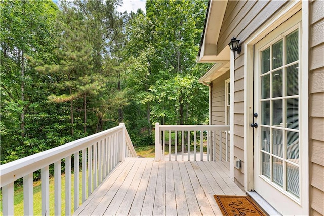 59 Cedar Way, Dallas, GA 30132 - wooden terrace with view of wooded area