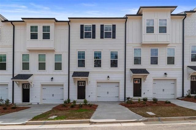 townhome / multi-family property featuring board and batten siding