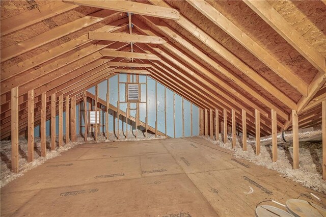 view of unfinished attic
