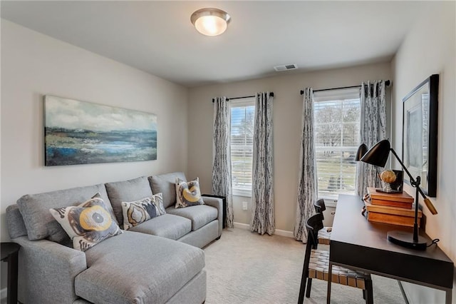 living room featuring carpet flooring