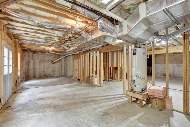 basement with gas water heater