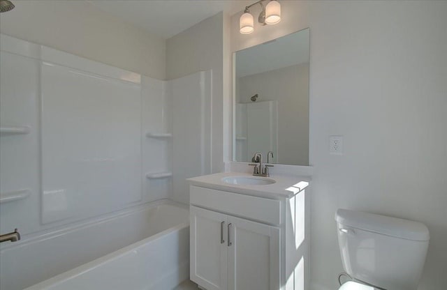 full bathroom with vanity, toilet, and bathing tub / shower combination