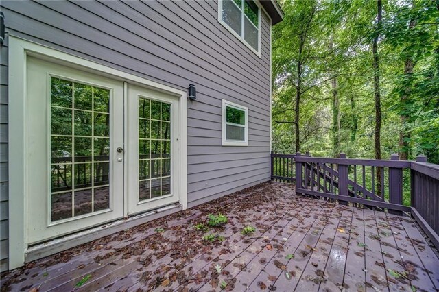 wooden deck with french doors