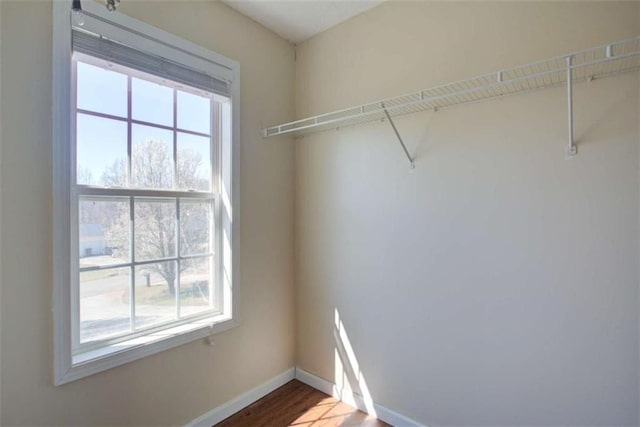 spacious closet with wood finished floors