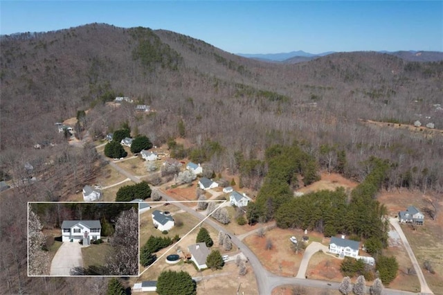 drone / aerial view with a mountain view