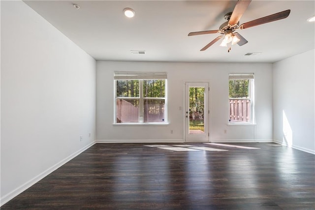 8475 Douglass Trl, Jonesboro, GA 30236 - spare room featuring visible vents, a ceiling fan, and wood finished floors