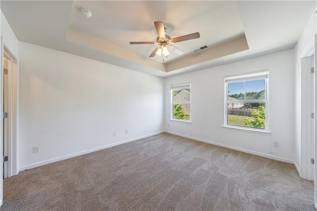 8475 Douglass Trl, Jonesboro, GA 30236 - spare room with ceiling fan, a raised ceiling, light carpet, and baseboards