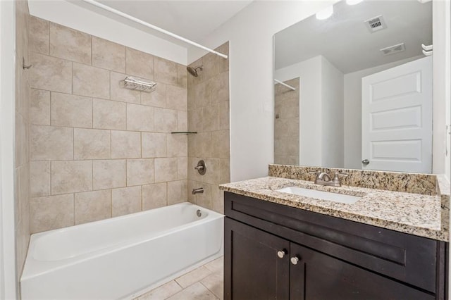 6761 Cedar Glen Rd, Peachtree Corners, GA 30360 - bathroom featuring vanity,  shower combination, and tile patterned floors