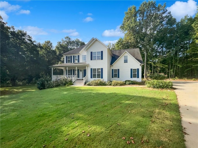 view of front of home with a front yard