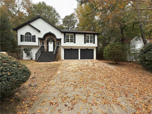 bi-level home with a garage