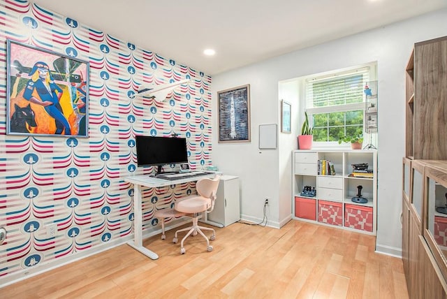 114 Emily Ln, Alpharetta, GA 30009 - office area with light wood-style floors, recessed lighting, and baseboards