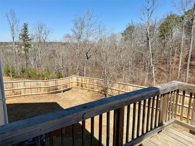 deck with a fenced backyard