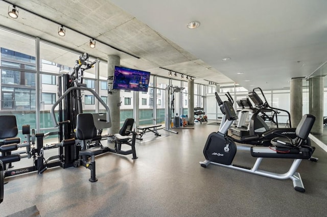 845 Spring St Unit 125, Atlanta, GA 30308 - workout area featuring a wall of windows