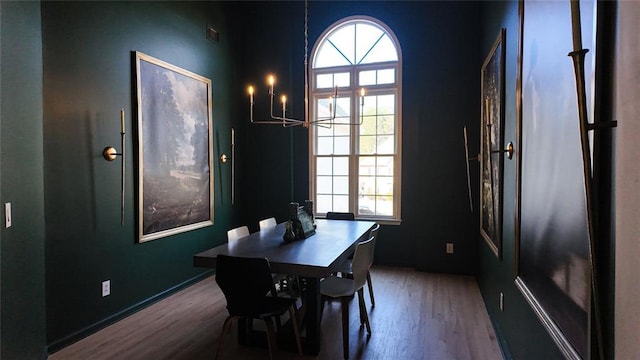 dining room with visible vents and wood finished floors