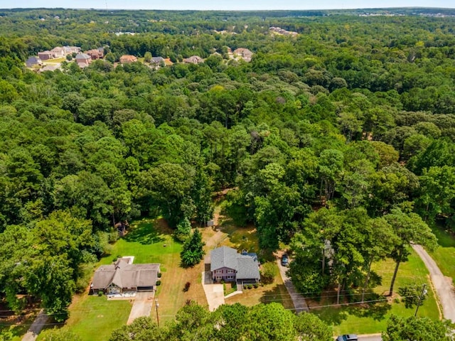 aerial view with a wooded view