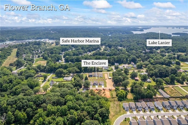 bird's eye view featuring a water view