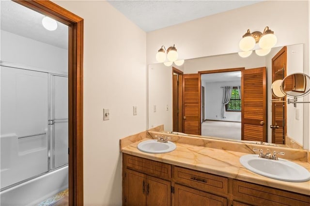 3802 SW Knights Bridge Rd SW, Lilburn, GA 30047 - full bathroom featuring double vanity and  shower combination