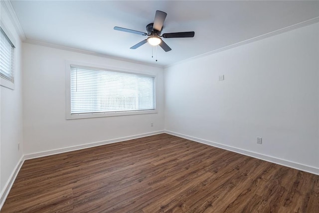 115 Biscayne Dr NW Unit F10, Atlanta, GA 30309 - empty room featuring crown molding, dark wood finished floors, a ceiling fan, and baseboards