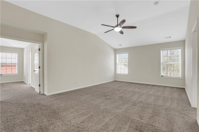 3485 Walnut Rdg, Atlanta, GA 30349 - carpeted spare room with ceiling fan, baseboards, vaulted ceiling, and a smoke detector