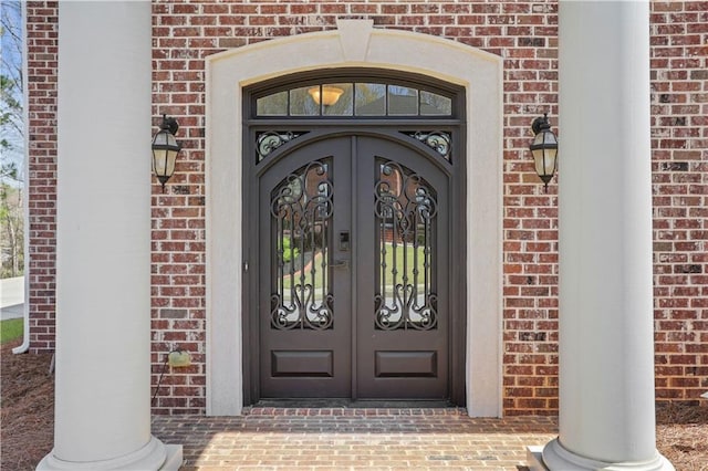 3485 Walnut Rdg, Atlanta, GA 30349 - view of exterior entry featuring french doors and brick siding