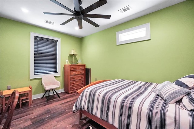 184 Bradley Rd, Jackson, GA 30233 - bedroom with dark wood finished floors, recessed lighting, baseboards, and ceiling fan
