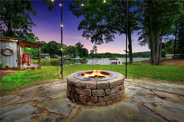 184 Bradley Rd, Jackson, GA 30233 - view of patio / terrace featuring a fire pit and a water view