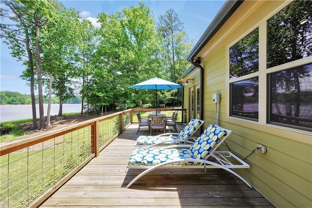 184 Bradley Rd, Jackson, GA 30233 - deck with outdoor dining space and a water view