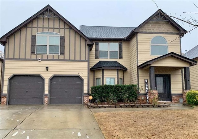 view of front of property with a garage