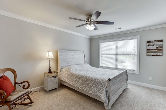 470 Wagon Hill Ln, Sugar Hill, GA 30518 - bedroom with baseboards, ornamental molding, light colored carpet, and a ceiling fan