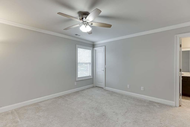 470 Wagon Hill Ln, Sugar Hill, GA 30518 - empty room with a ceiling fan, baseboards, ornamental molding, and light carpet