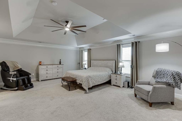 470 Wagon Hill Ln, Sugar Hill, GA 30518 - bedroom with a raised ceiling, crown molding, carpet flooring, ceiling fan, and baseboards