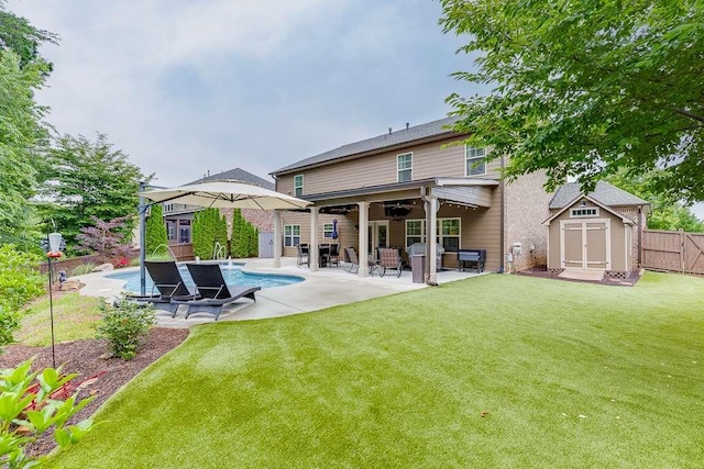 470 Wagon Hill Ln, Sugar Hill, GA 30518 - rear view of house featuring a patio and a ceiling fan