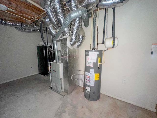 utility room featuring gas water heater