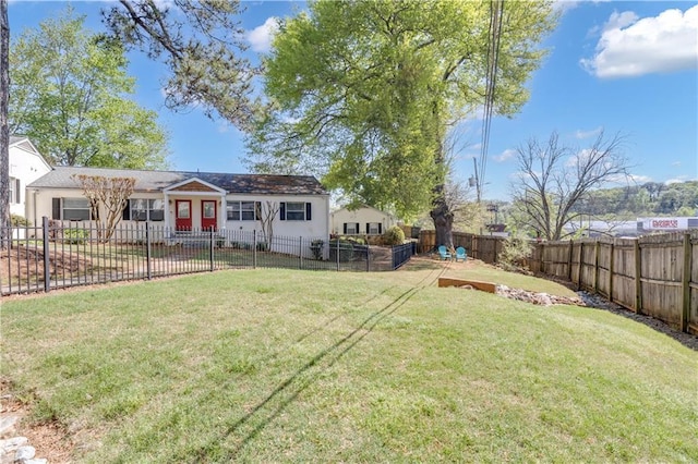 view of yard with a fenced backyard