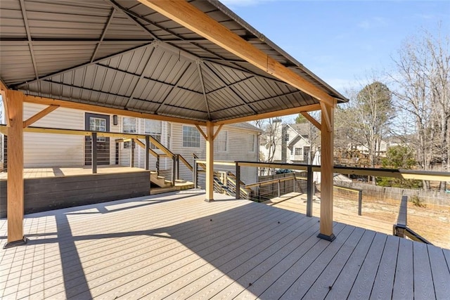 wooden deck with a gazebo