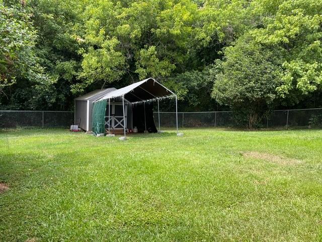 view of yard with a shed