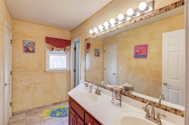 bathroom featuring vanity and tile patterned floors