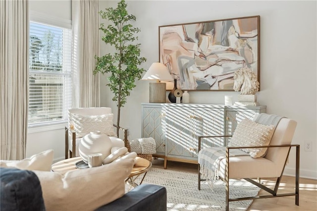 sitting room featuring wood finished floors