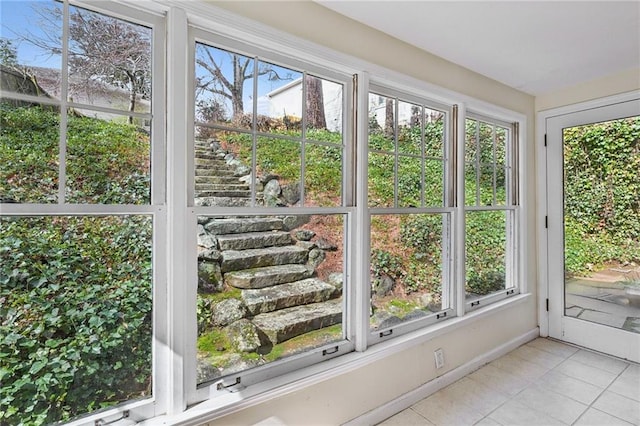 view of unfurnished sunroom
