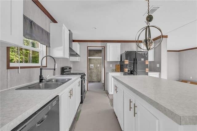 2655 Jess Guest Rd, Dewy Rose, GA 30634 - kitchen featuring range, fridge with ice dispenser, stainless steel dishwasher, a sink, and white cabinets