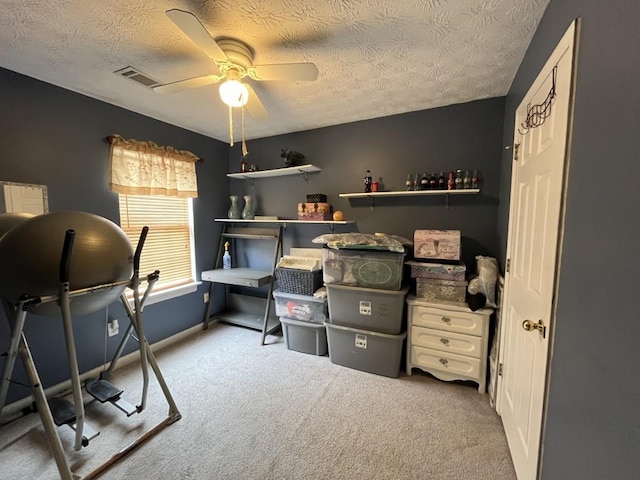 2529 Feathertree Ln, Lawrenceville, GA 30044 - carpeted office space featuring ceiling fan, a textured ceiling, and baseboards