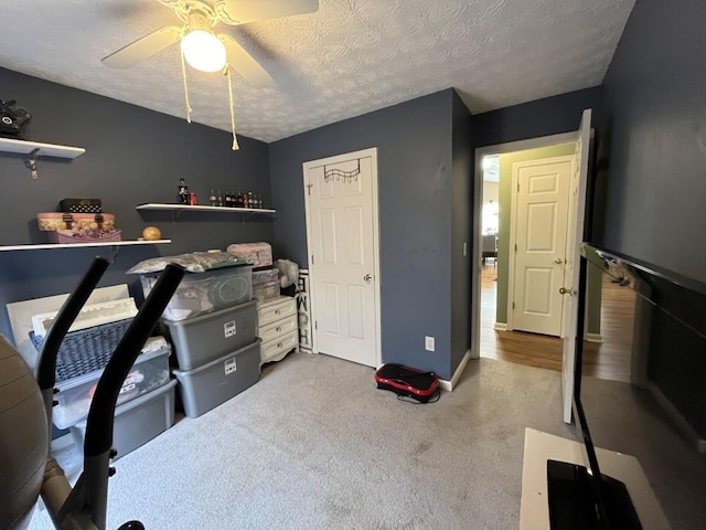 2529 Feathertree Ln, Lawrenceville, GA 30044 - office space with ceiling fan, carpet flooring, a textured ceiling, and baseboards