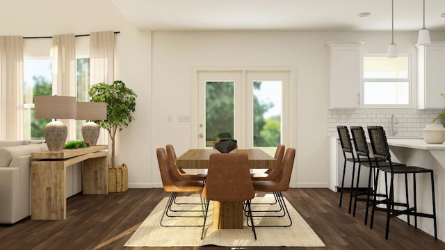 416 Valley View Trl, Canton, GA 30115 - dining space featuring dark wood-style floors and baseboards