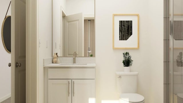 416 Valley View Trl, Canton, GA 30115 - bathroom featuring toilet, vanity, and an enclosed shower