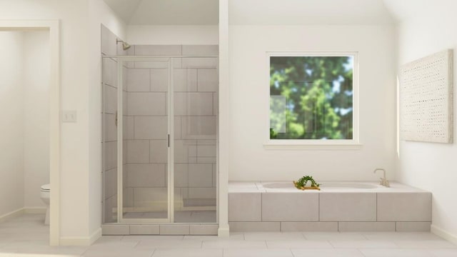 416 Valley View Trl, Canton, GA 30115 - full bathroom with toilet, a bath, a stall shower, and baseboards