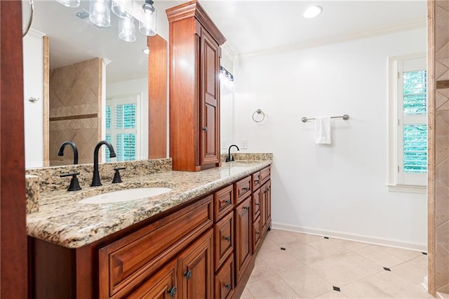 4429 Windsor Oaks Cir, Marietta, GA 30066 - full bathroom featuring double vanity, crown molding, and recessed lighting