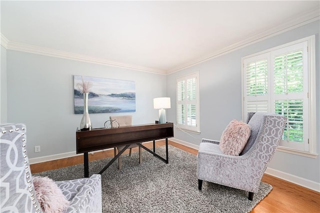 4429 Windsor Oaks Cir, Marietta, GA 30066 - office area with wood finished floors and ornamental molding