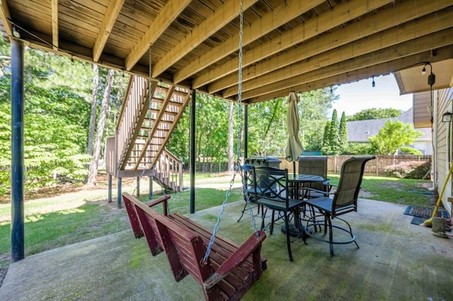 435 Flowering Trl, Grayson, GA 30017 - view of patio / terrace featuring stairs and outdoor dining area