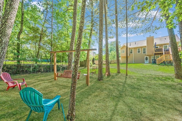 435 Flowering Trl, Grayson, GA 30017 - view of yard with stairway and a wooden deck
