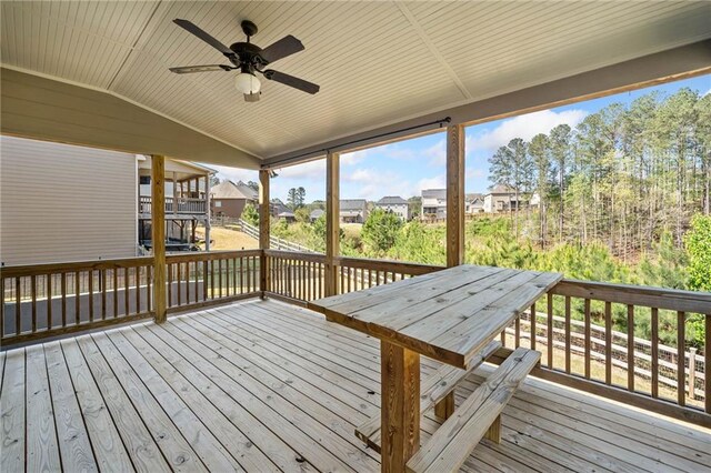399 Cobblestone Trl, Dallas, GA 30132 - wooden deck featuring a residential view and a ceiling fan